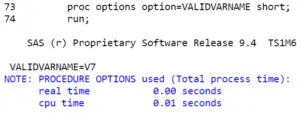 SAS VALIDVARNAME Option