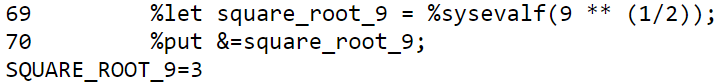 Find the square root in a SAS macro function with the double-asterisks.